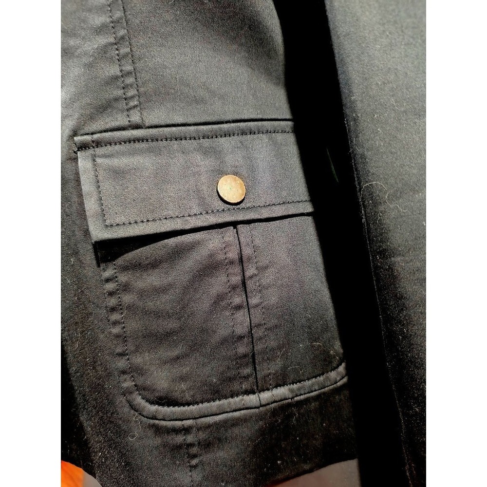 Alfani Womens Black Zip Front Utility Pocket Tailored Jacket Size 6 Cotton Blend - Picture 2 of 6